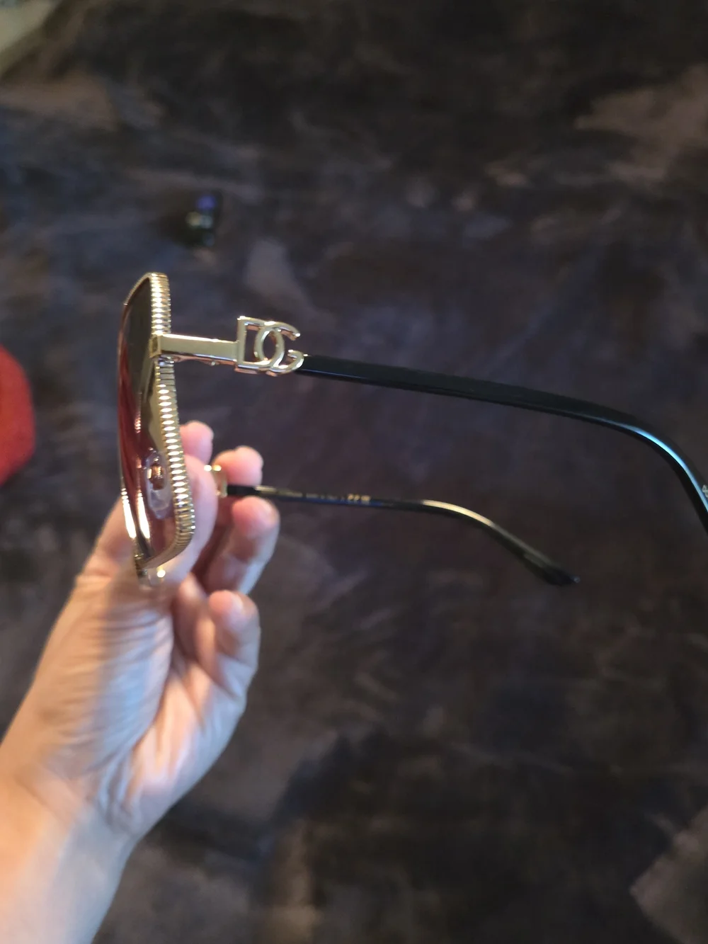 Dolce & Gabbana Gold Frame Sunglasses with Dark Gray Lenses